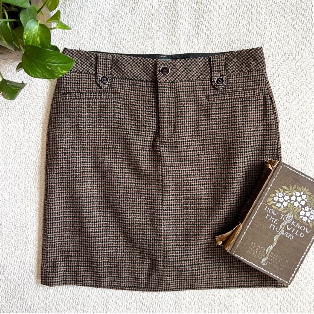 Eddie Bauer Y2K Mid Waist Houndstooth Plaid Mini Skirt